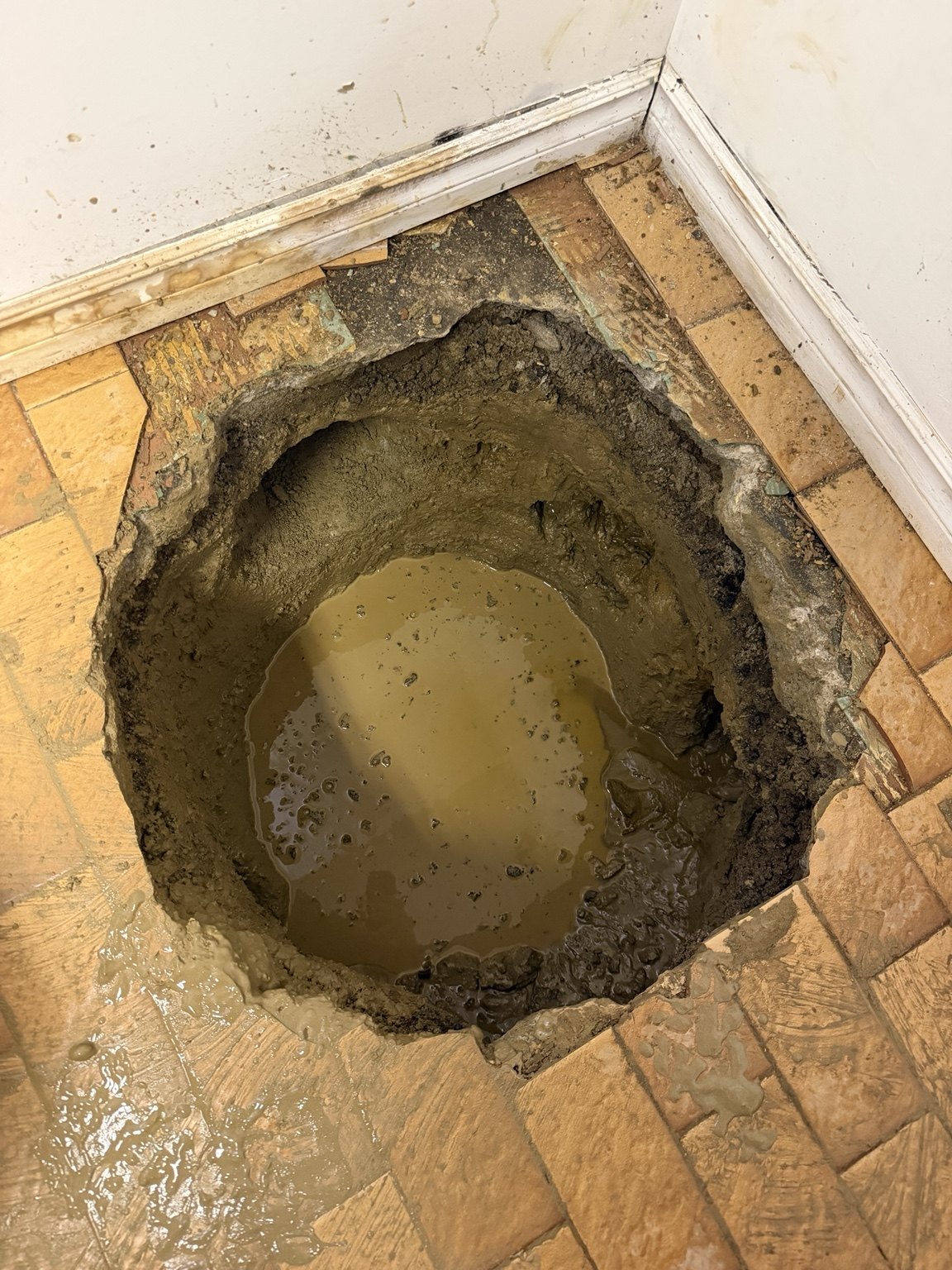 Sump pit excavated
